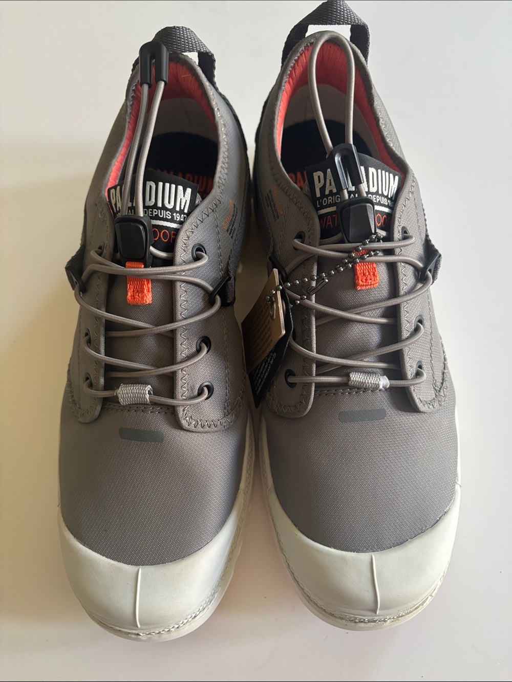 Palladium Men’s Grey Sneakers with Orange Accents